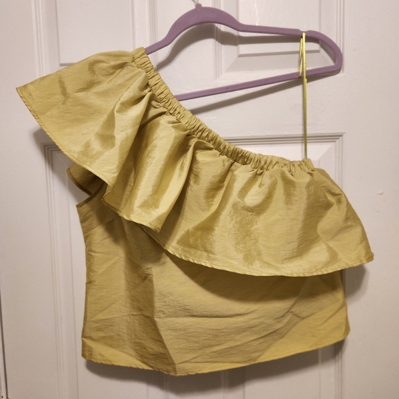 Anthropologie Lemon. One Shoulder Ruffle Blouse Size M. - Picture 8 of 8